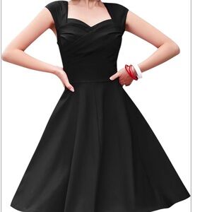 1950’s Classic Little Black Dress - Flared swing dress